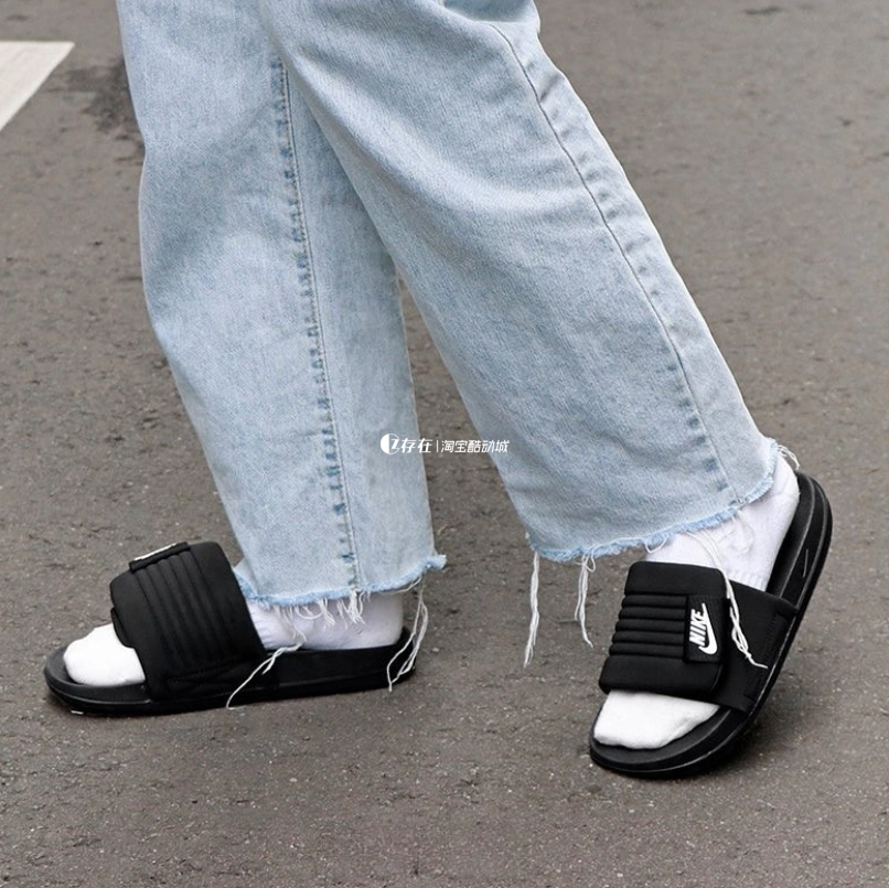 男子黑色夏季运动休闲拖鞋