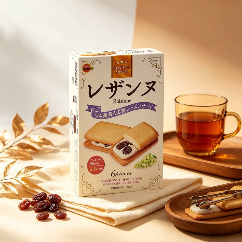 日本Bourbon波梦露提子洋酒夹心饼干儿童进口零食生日礼物独立装