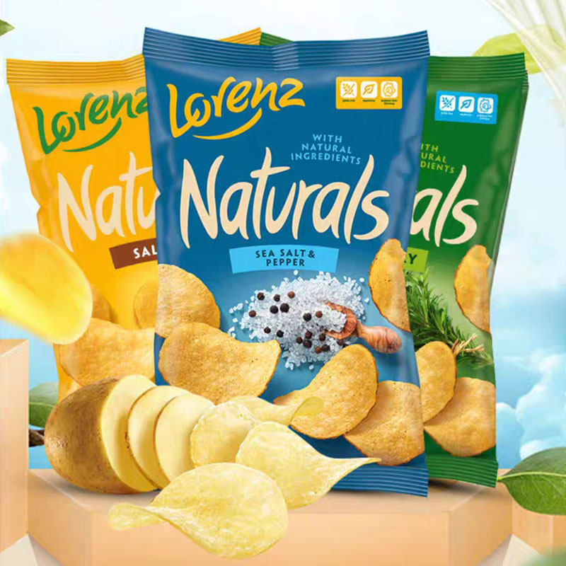 lorenz劳仑兹德国薯片笑脸土豆片海盐胡椒盐原味迷迭香进口零食
