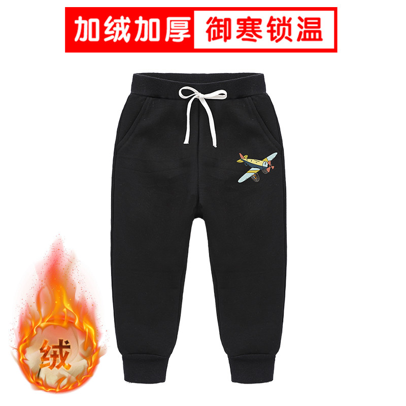 GILE男童一体绒棉裤冬装加绒加厚中大童卫裤儿童保暖运动长裤