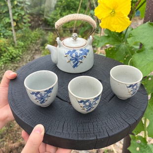 香樟木碳化年轮实木片诧寂风壶承花盆石头底座黑干泡台纯手工民宿