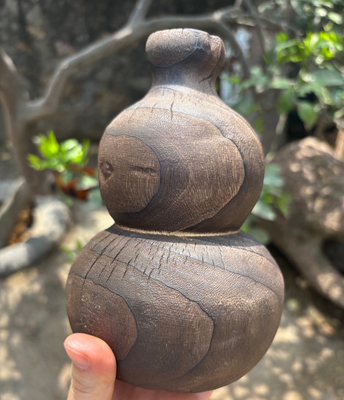 香樟木碳化葫芦花瓶摆件客厅插花装饰品高级感姹寂风家居名宿茶室