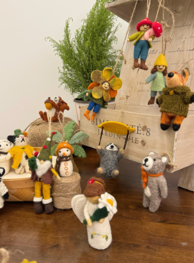 进口可爱尼泊尔羊毛毡挂件韩手工挂饰玩偶挂绳钥匙扣包包