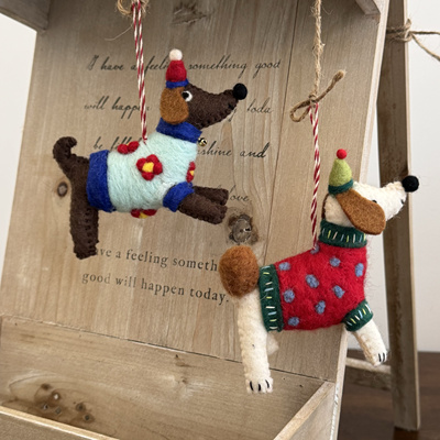 进口尼泊尔手工羊毛毡挂件斑点狗可爱挂饰钥匙扣包挂配件