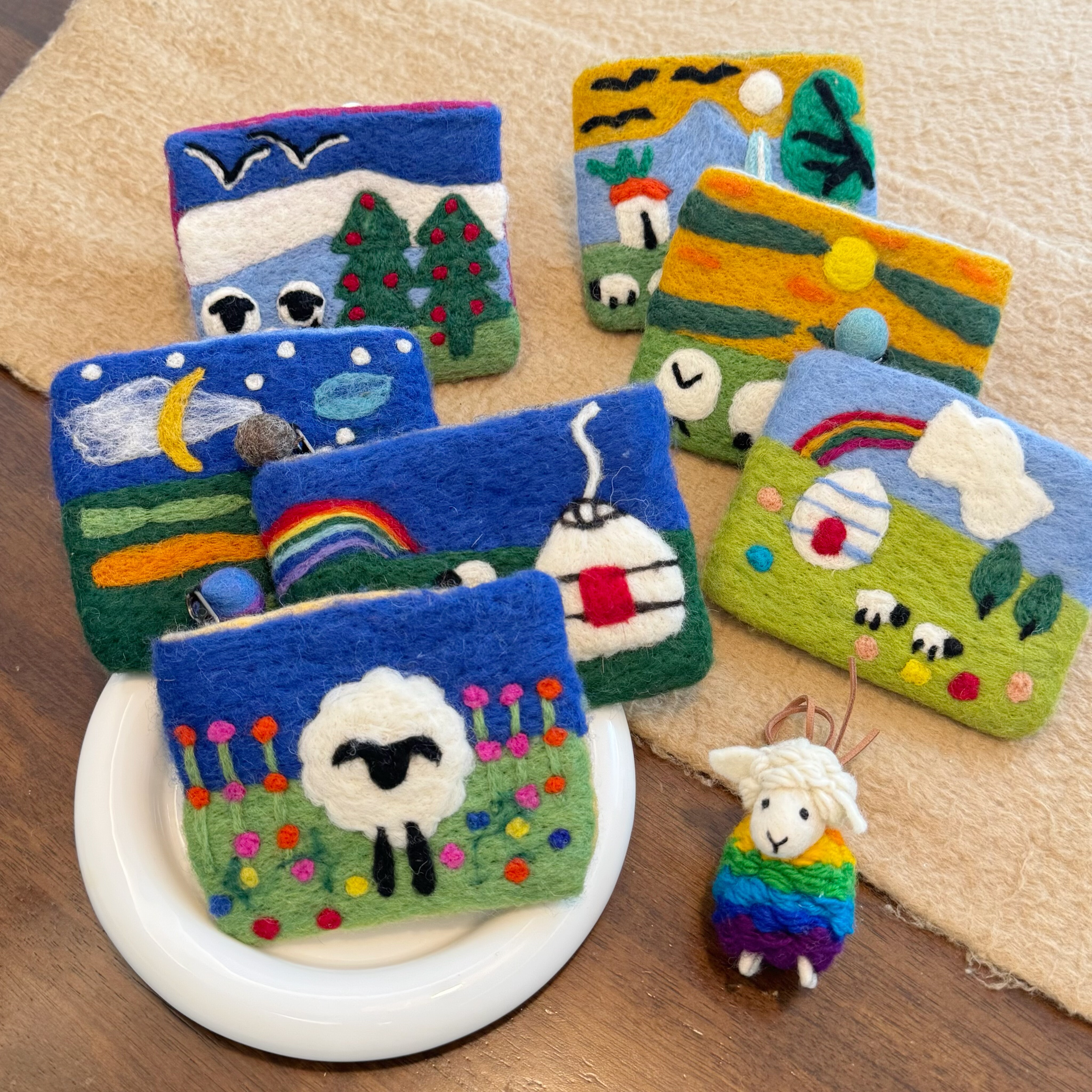 潮个性创意零钱包手工羊毛毡卡通小包包尼泊尔进口红证件收纳包女