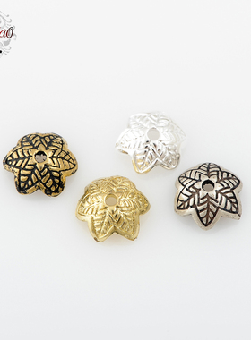 银傲 直径11mm合金银藏饰花型花托隔片 佛珠菩提文玩DIY配饰配件