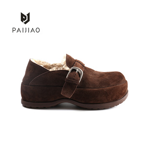 休闲鞋 英伦CQ3011 乐福时尚 冬季 棉鞋 平跟中跟牛皮博肯时尚