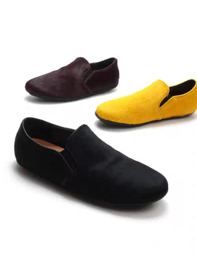 圆头牛皮简约真皮懒人一脚蹬平底舒适浅口单鞋通勤女鞋XD3729-1