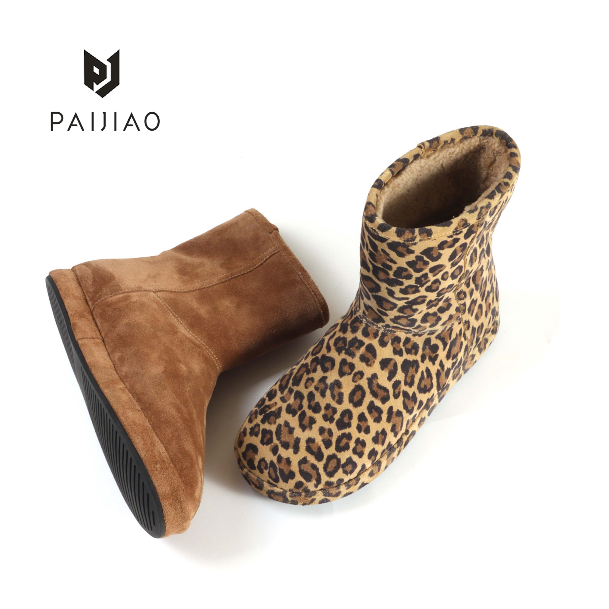 冬季雪地靴内增高时尚豹纹百搭皮毛一体防滑保暖棉女短靴XD113057