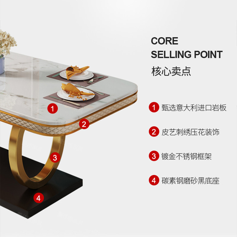 Elevate Your Space: Glossy Sintered Stone Dining Set & Chairs - Taobao product photo 4