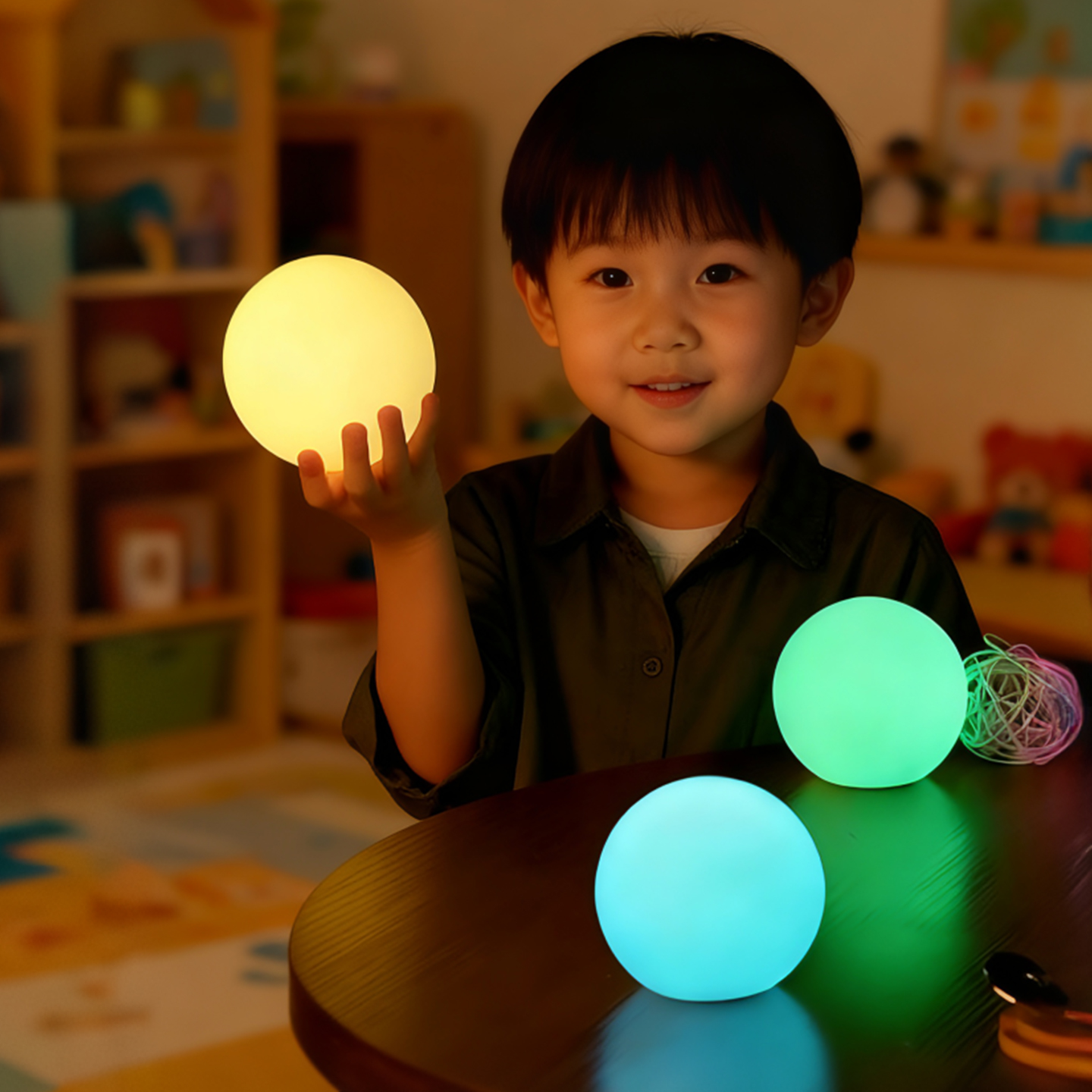 彩色圆形LED小夜灯创意氛围灯