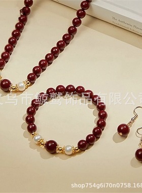 新款朱砂色贵妃手链女百搭时尚色手串送妈妈高档礼物潮国风