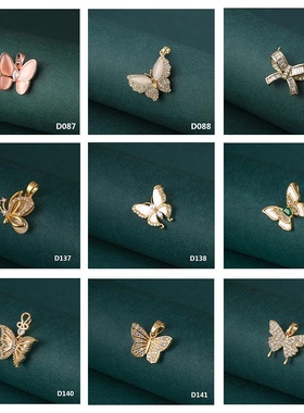 跨境热销镶锆石蝴蝶吊坠ins小众设计感轻奢立体蝴蝶项链饰品配饰