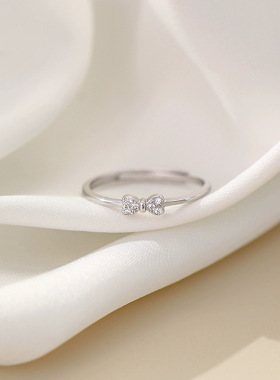 带钻蝴蝶结戒指女2023年新款潮小众设计轻奢高级感ins食指指环