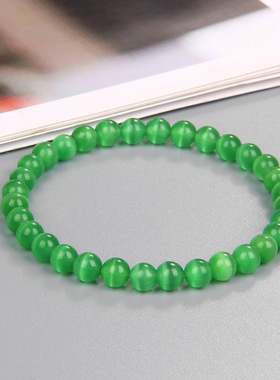 跨境新款 6mm光面天然石珠子桶穿手链女时尚魅力弹性手串现货供应