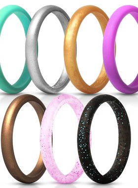 爆款2.7mm硅胶戒指7色组硅胶指环男女通用戒指情侣手饰品现货