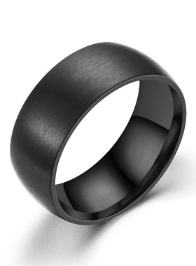黛浩现货8mm内外球哑光黑色男士戒指 潮男个性黑色指环 8mm哑光球