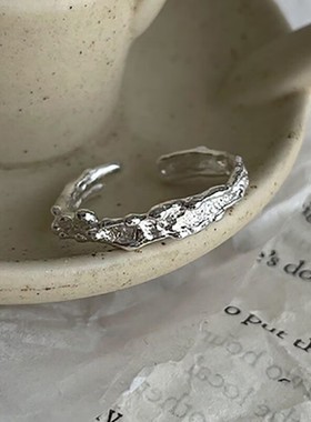 闪亮小方钻锡纹戒指女轻奢小众设计感简约时尚百搭开口指环