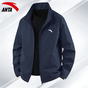 安踏男士立领夹克潮流帅气时尚爸爸装加绒防风休闲大码行政外套男