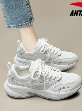 安踏ACE2老爹鞋女通勤皮面防泼水秋季新款轻便厚底增高休闲运动鞋