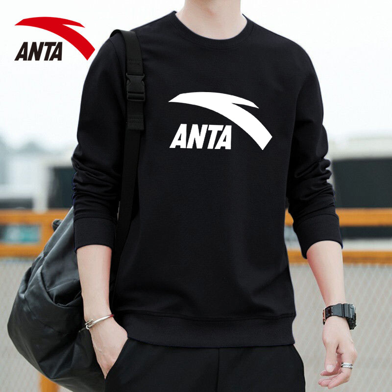 安踏男圆领大logo卫衣