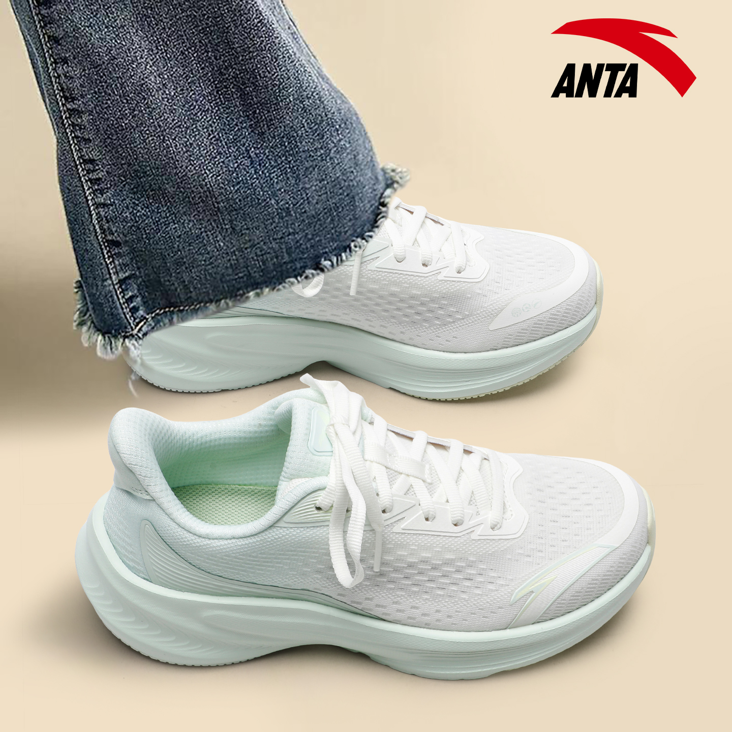 安踏运动鞋女鞋毒刺7代绿色轻便2025冬季新款学生正品跳绳跑步鞋