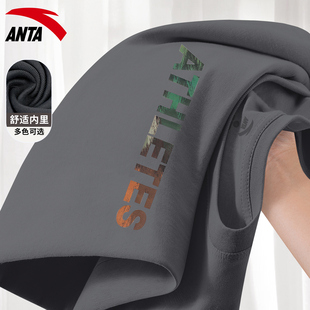 安踏短袖t恤男针织透气圆领打底衫2026春季新款字母印花运动上衣