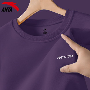 安踏紫色卫衣女休闲宽松百搭小个子2025秋季新款潮流运动长袖内搭