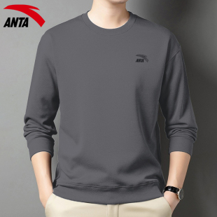 卫衣男装 圆领加绒长袖 大码 新款 t恤 中年父亲休闲2026春季 安踏男士