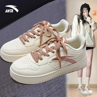 安踏板鞋女休闲透气秋季厚底轻便百搭初中生新款低帮小白鞋运动鞋