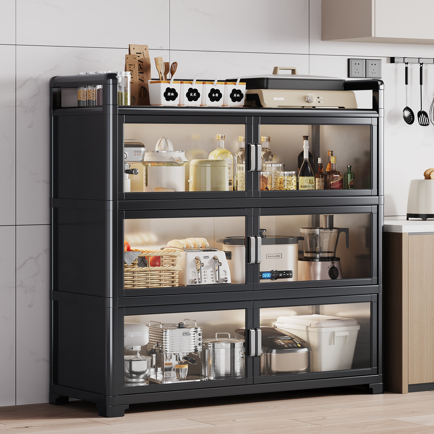 餐边柜厨房储物柜家用碗柜置物柜橱柜收纳柜茶水柜简易铝合金柜,住宅家具,餐边柜,淘宝优惠券,粉丝福利购,淘宝优惠卷