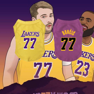 湖人77号 东契奇大狗狗柯基四季可穿哈士奇边牧猫咪宠物背心衣服