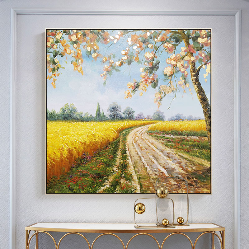 玄关晶瓷微喷欧式装饰画客厅风景画美式乡村田园挂画丰收简欧壁画图片