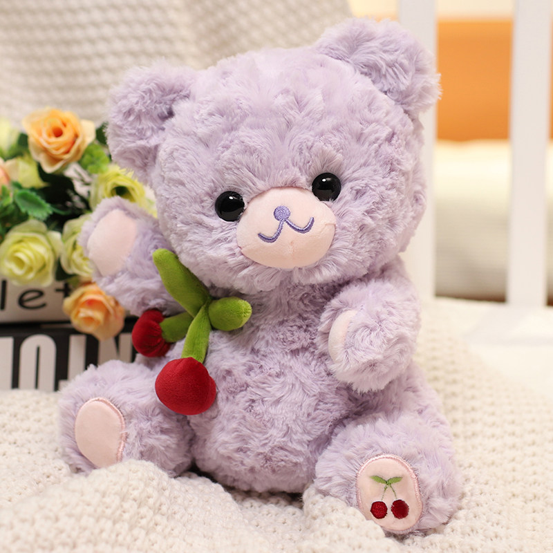 체리 곰 인형 플러시 장난감 작은 곰 보라색 귀여운 곰 테디 베어 인형 어린이를위한