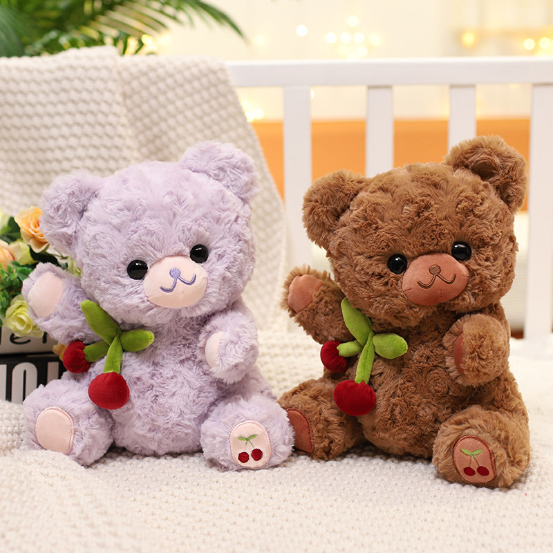 체리 곰 인형 플러시 장난감 작은 곰 보라색 귀여운 곰 테디 베어 인형 어린이를위한