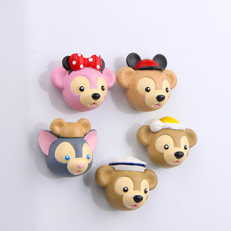 可爱卡通动物治愈系立体小熊头磁力扣吸铁石磁性贴冰箱贴装饰品