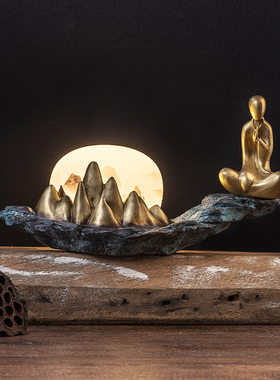 纯铜会所书房新中式风软装工艺品