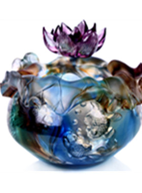 琉璃鱼池聚宝盆摆件新房乔迁礼品