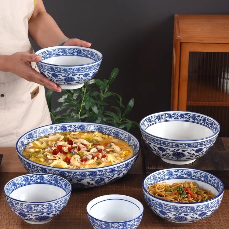 釉下彩陶瓷大碗面碗汤碗青花瓷商用牛肉拉面碗烩面调料碗复古商用,餐饮具,碗,淘宝优惠券,粉丝福利购,淘宝优惠卷
