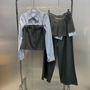 裙套装 裤 叠穿设小众计感潮 深圳学院风假两件衬衫 深圳2026春夏新款