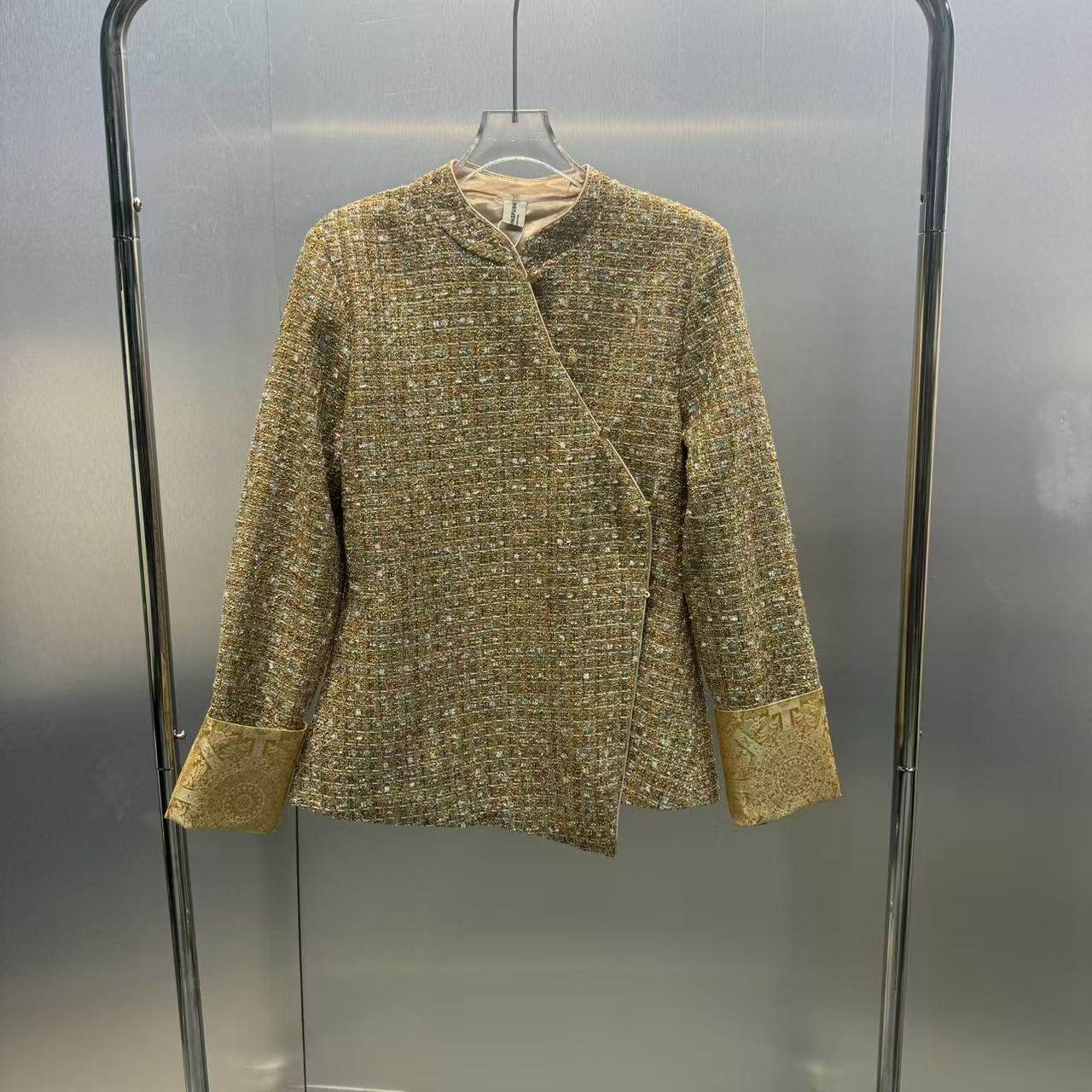 深圳南油2026早春新款新中式小香风亮片外套女立领盘扣短外套轻奢,女装/女士精品,短外套,淘宝优惠券,粉丝福利购,淘宝优惠卷