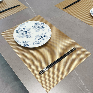 金色简约西餐垫高级感轻奢酒店专用餐桌垫PVC隔热垫餐盘垫可水洗