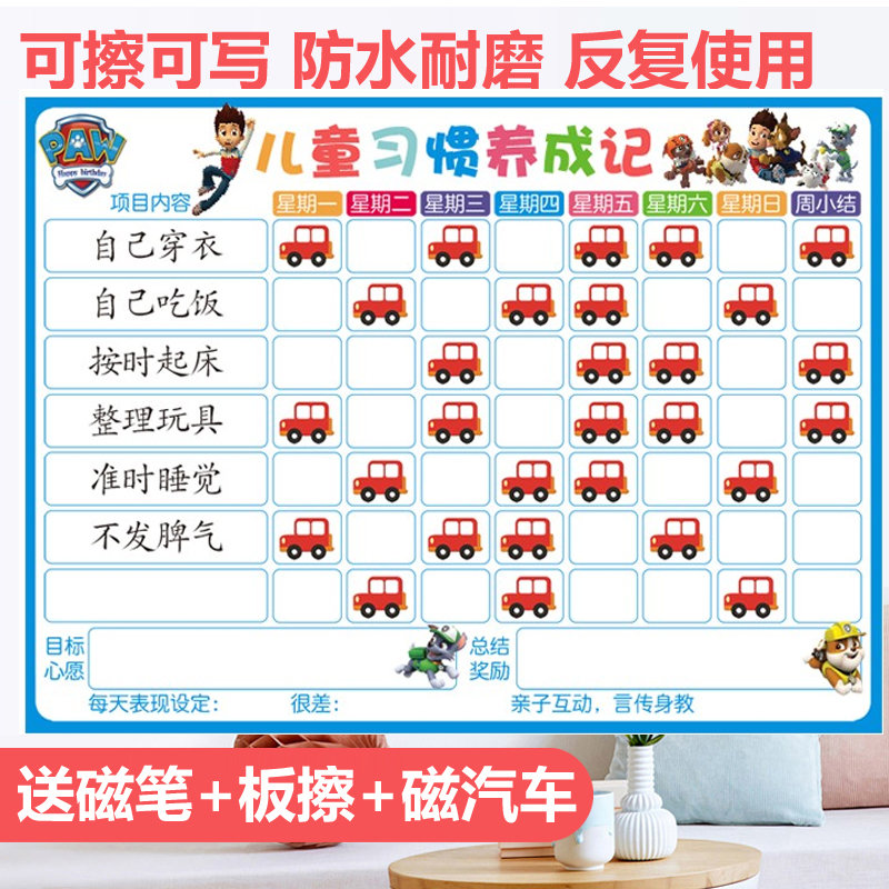 兒童習慣計劃表墻貼粉貓獎勵