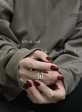 Vision Nail欧美风ins红色车厘子红暗红色可拆卸手工成品穿戴甲片