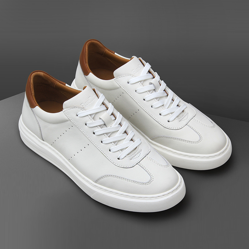 头层牛皮男士休闲鞋真皮小白鞋