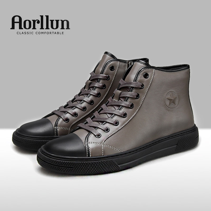 头层牛皮高帮鞋男真皮软底包头拉链男鞋平底板鞋男士高帮休闲皮鞋,流行男鞋,高帮鞋,淘宝优惠券,粉丝福利购,淘宝优惠卷