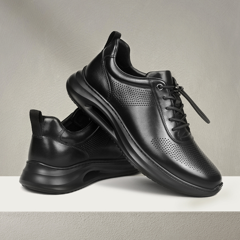 奥勒伦夏季真皮打孔男款休闲皮鞋
