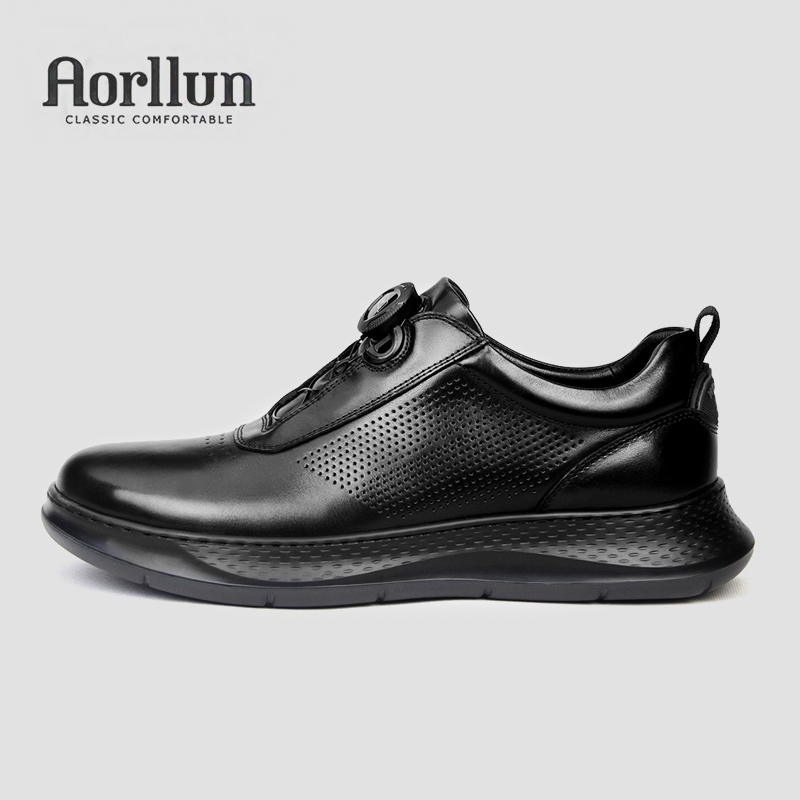 奥勒伦夏季镂空透气休闲皮鞋