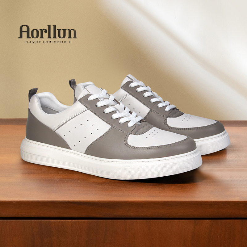 男款真皮时尚撞色轻质休闲板鞋