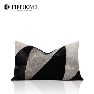 现代轻奢样板间马毛灰黑色腰枕靠包客厅沙发意式 抱枕北欧风腰靠垫